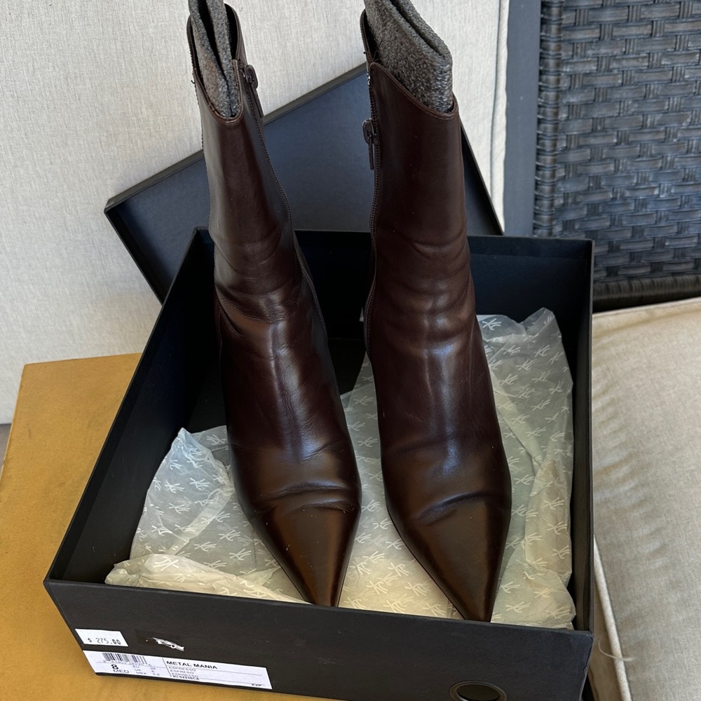 Kenneth Cole Rich Brown Pointed Heeled Boots